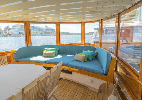 Sunbrella Aruba puter til aktersofa i yacht