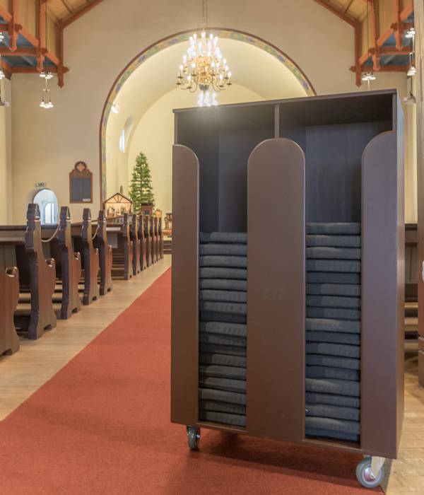 Sitteputene på mål stablet